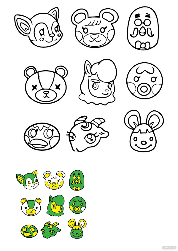 free animal crossing coloring page