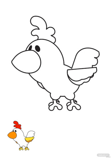 free chicken cartoon coloring page template
