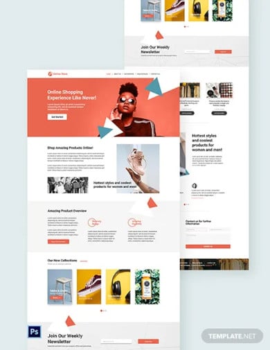 online store psd landing page template