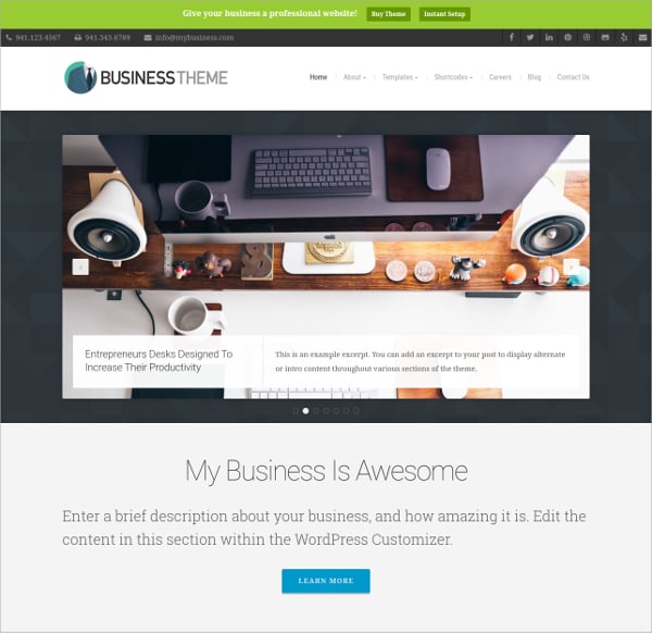 clean corporate business website theme