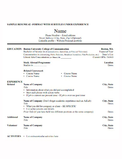 basic education resume template