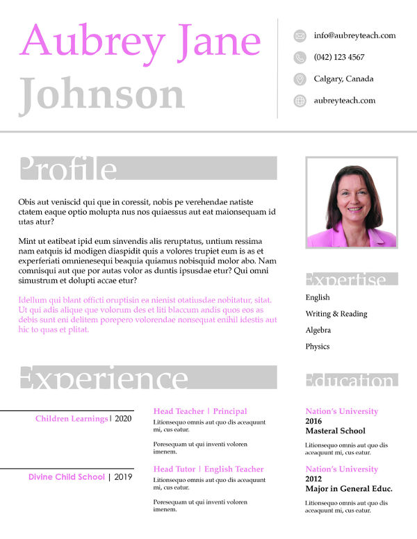 free-teacher-resume-template