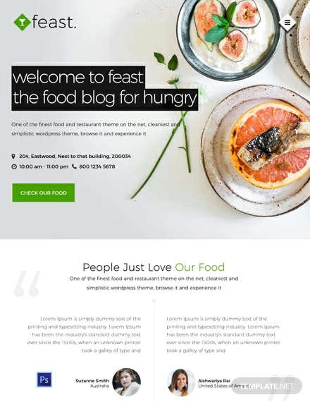free food blog website template