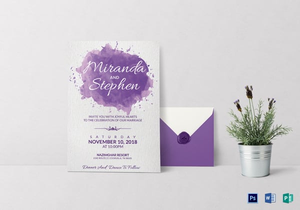 watercolor wedding invitation card template