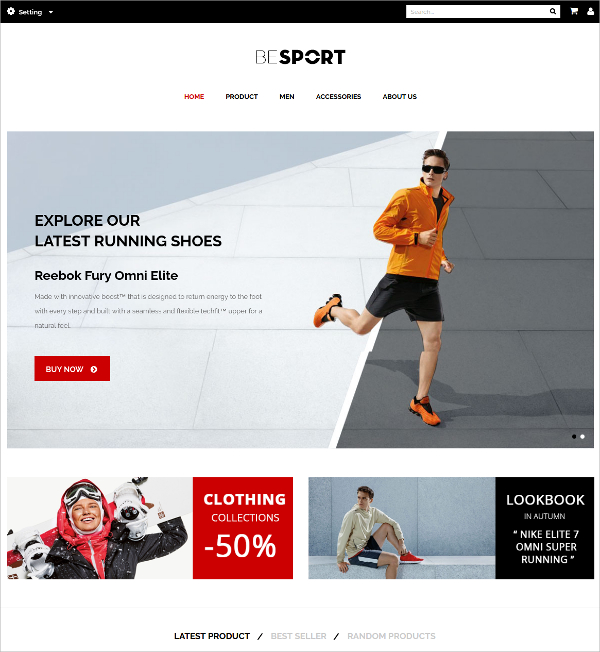 Minimalism Sports Magento Theme $85