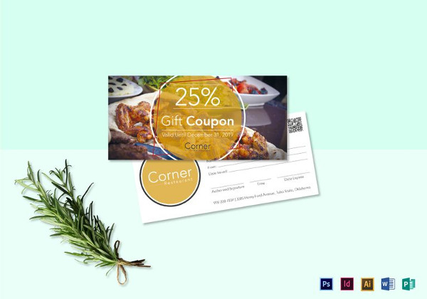 editable restaurant gift coupon template