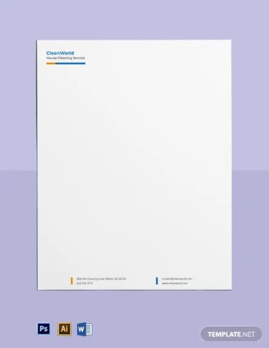 house cleaning service company letterhead template