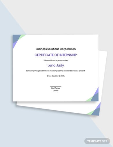 internship certificate template