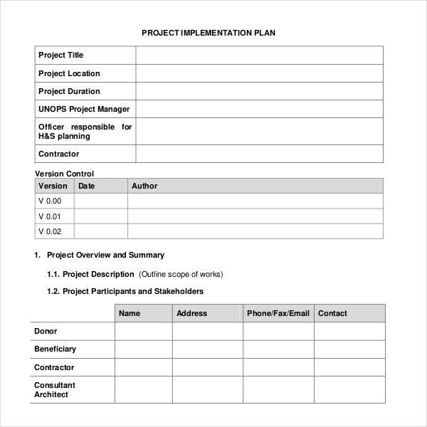 project implementation plan