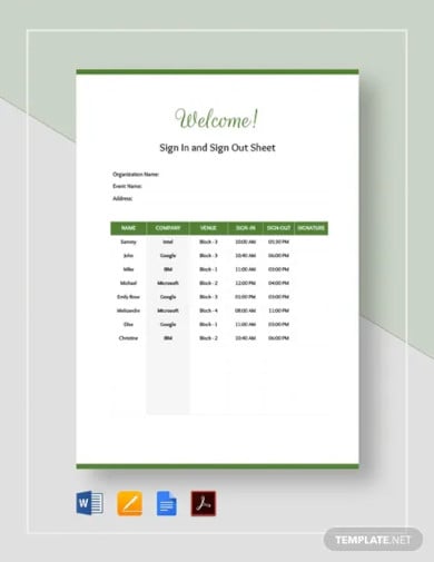 sign in and out sheet template