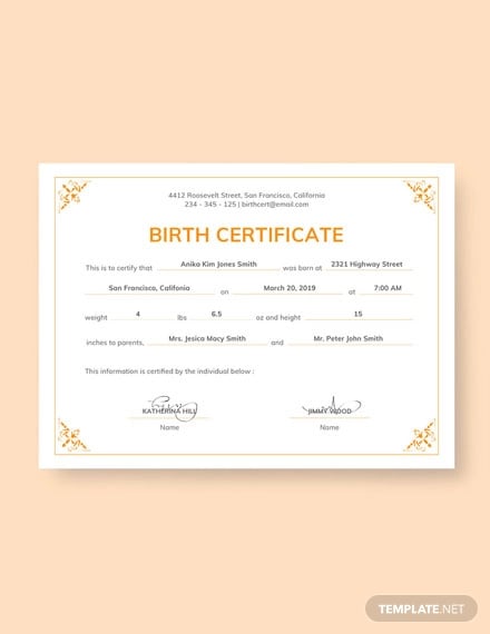 fre official birth certificate