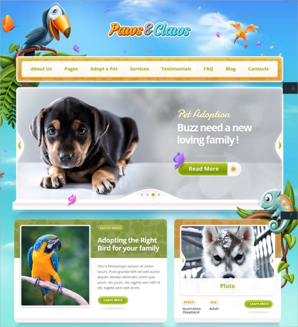 unique pet clinic website template