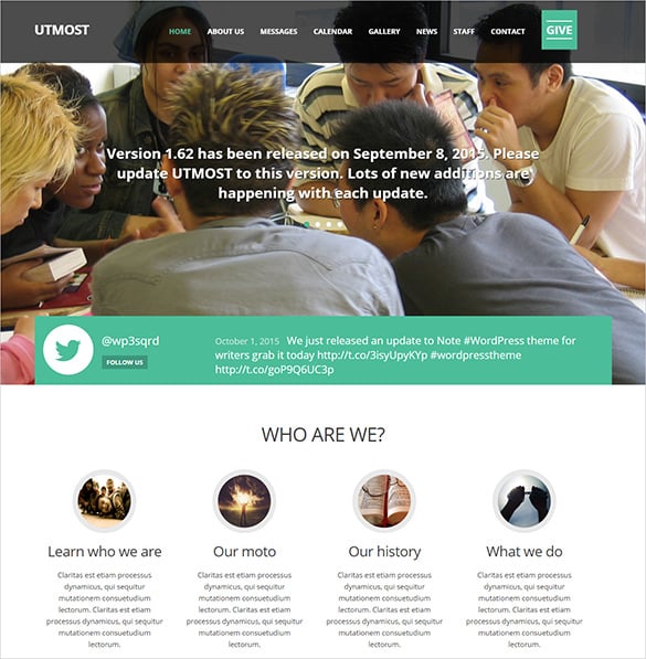 responsive church website theme