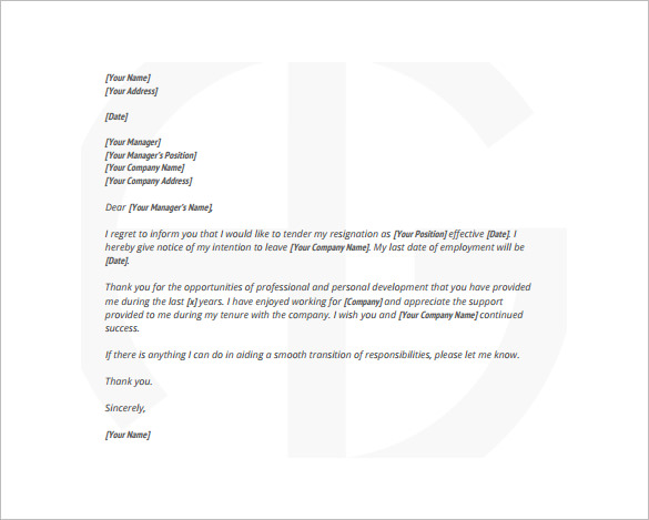 47  Resignation Letter Templates Free Word Excel PDF iPages