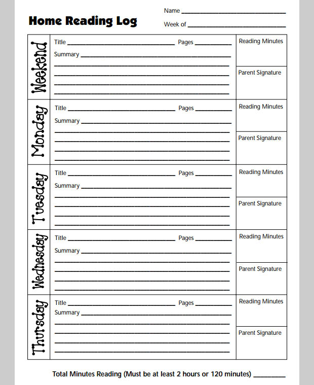 4th Grade Reading Log Printable Printable Word Searches