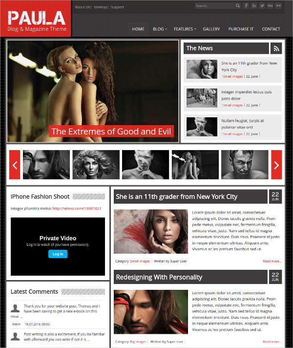 blog magazine joomla website theme
