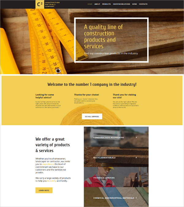 construction material company website template 139