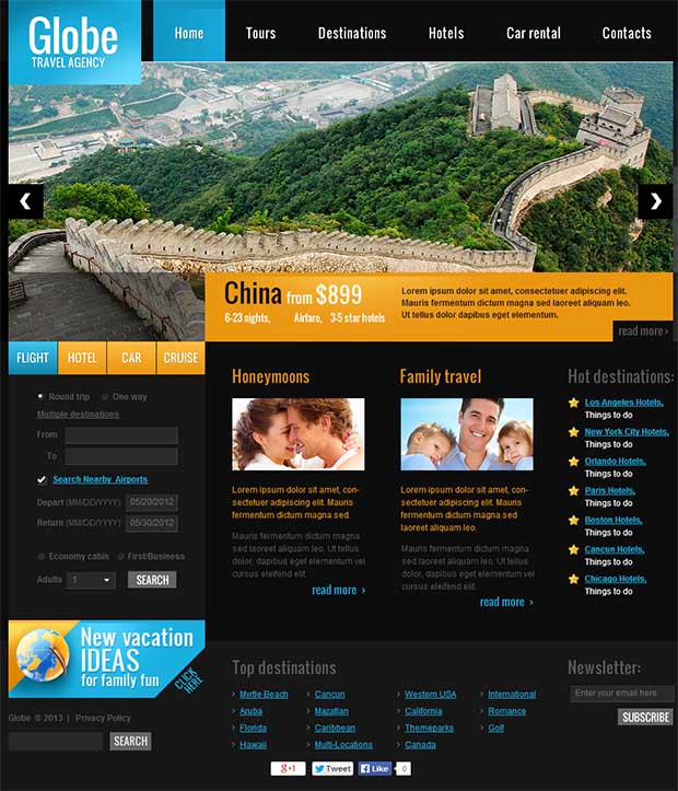 Home Tour Agency. Tour Page. Tourist website. Templates for Tourist agent service.