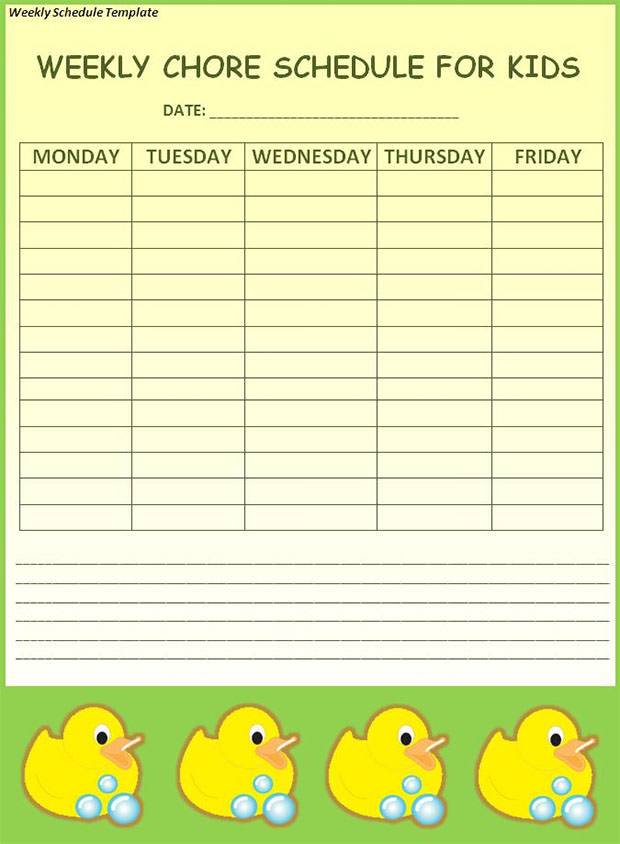 Microsoft Excel Week Schedule Template