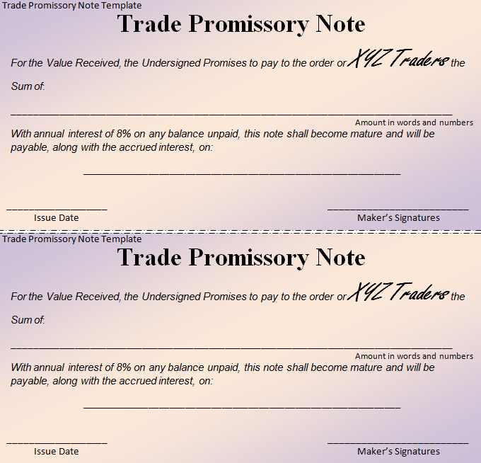 free promissory note template