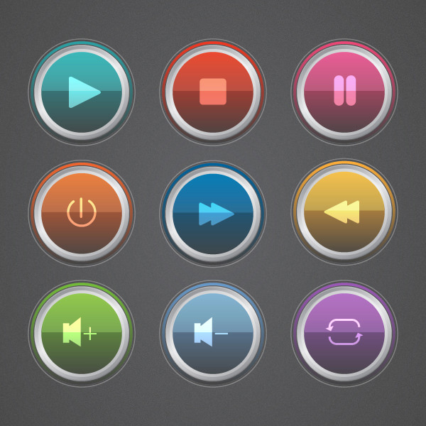glossy music buttons vector