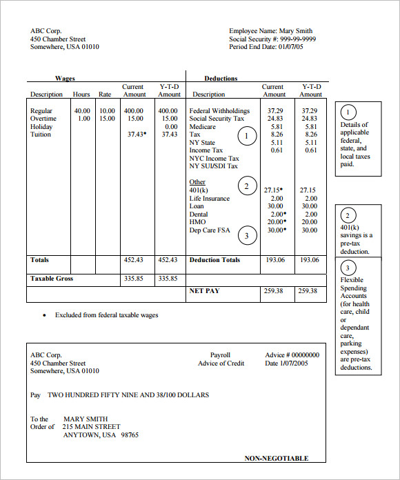 Pay Stub Template PDF Format