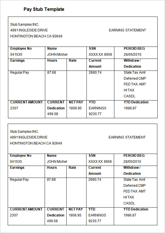 ready slip salary format &   Templates Formats Pay 24 Samples, Examples Stub