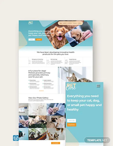 pet care wordpress theme template