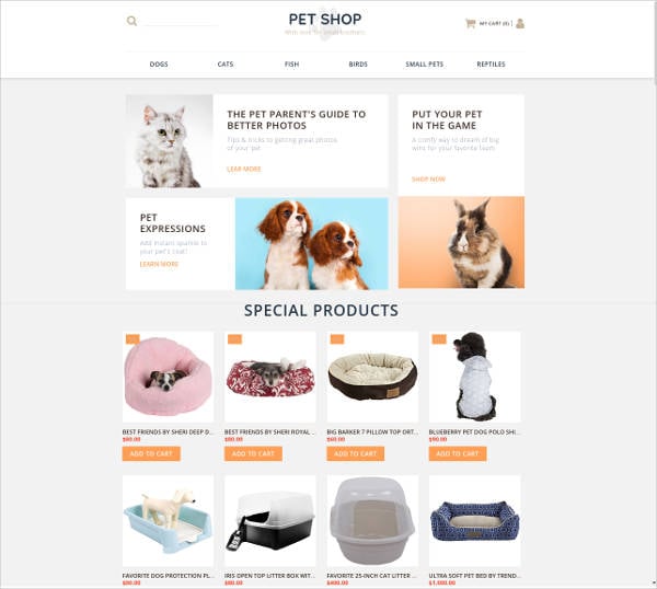 pet shop ecommerce website