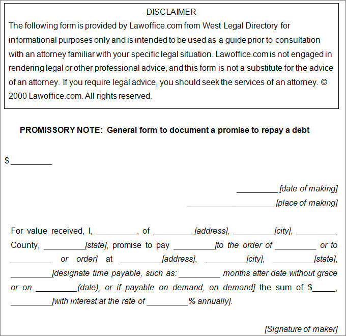 promissory note template