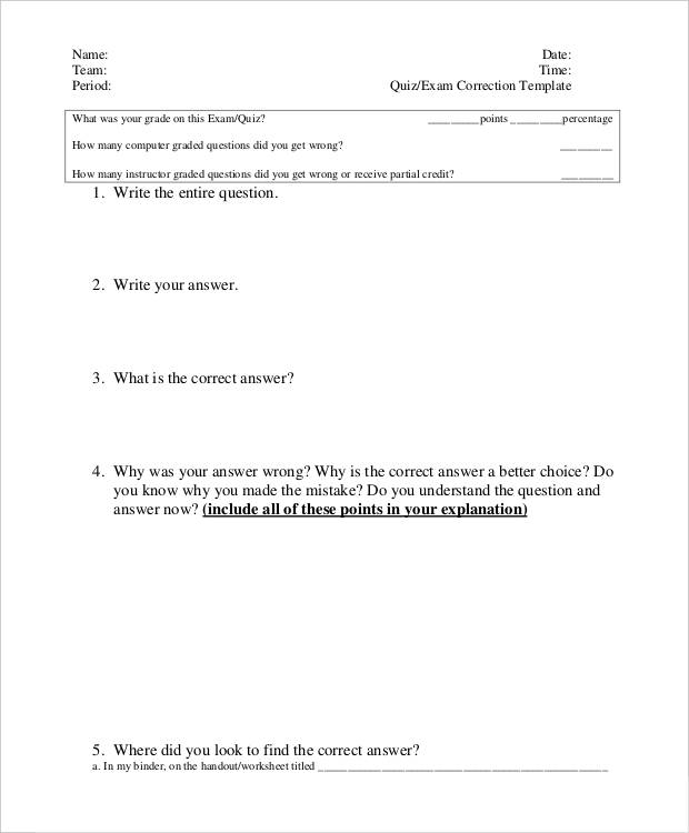 quiz template