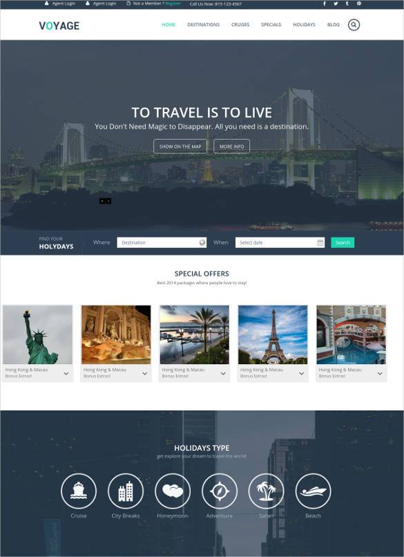 voyage travel responsive website template