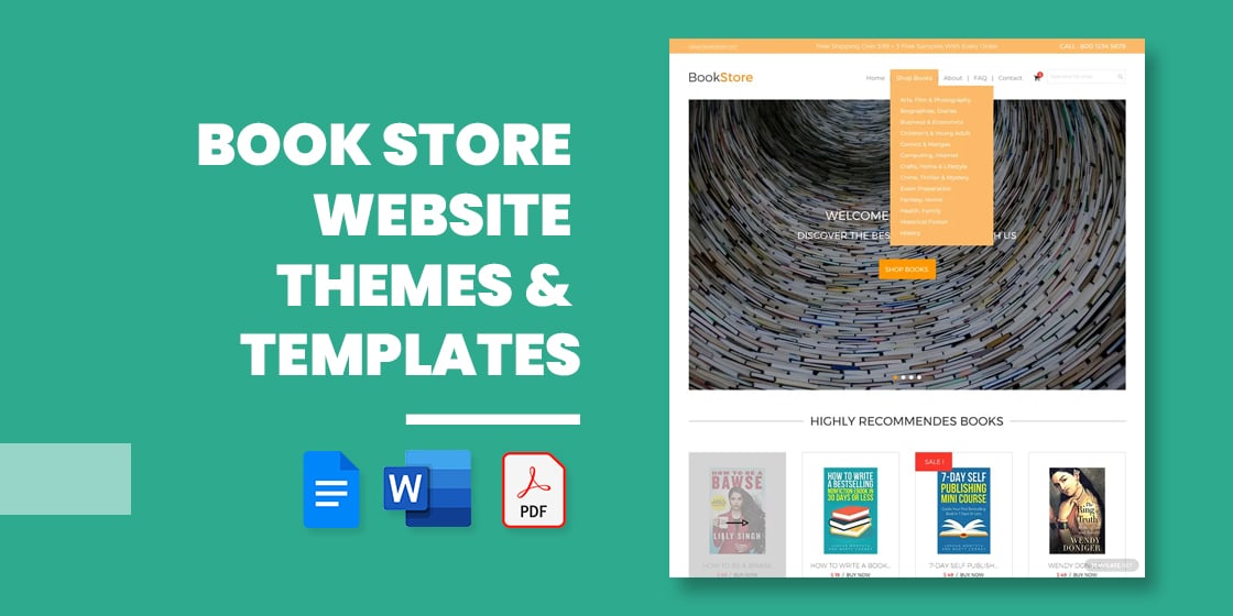  book store website themes templates