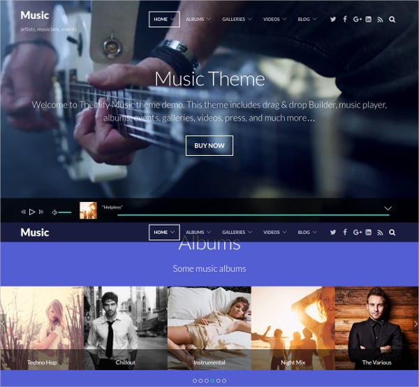 music portfolio website theme