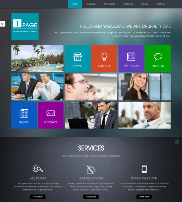 metro style onepage website theme