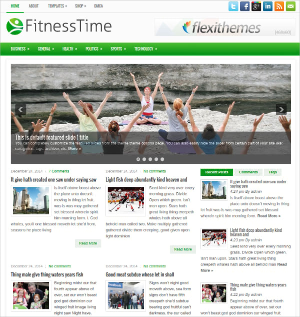 fitnesstime free responsive wordpress theme