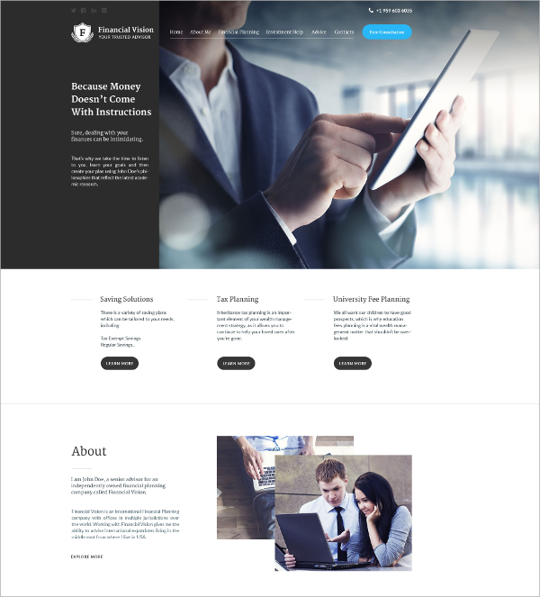 financial advisor website template 75