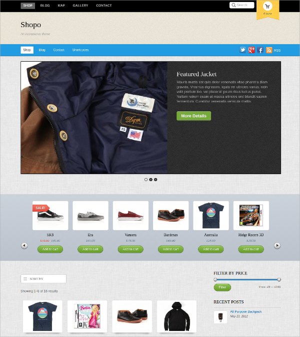 design responsive shop website theme