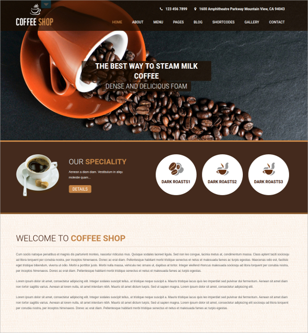 coffee cup responsive site designer themes