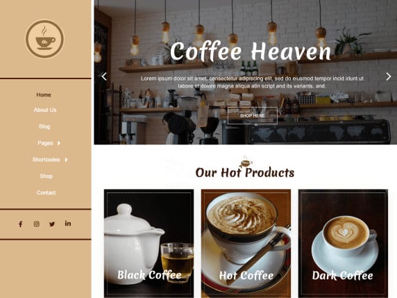 classic coffee shop bootstrap website theme