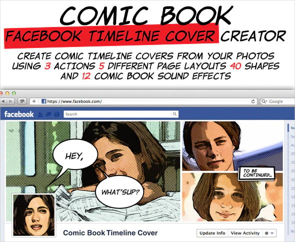 comic book facebook timeline cover creation kit