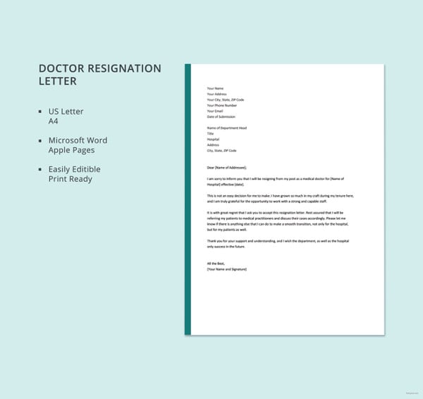 doctor resignation letter template