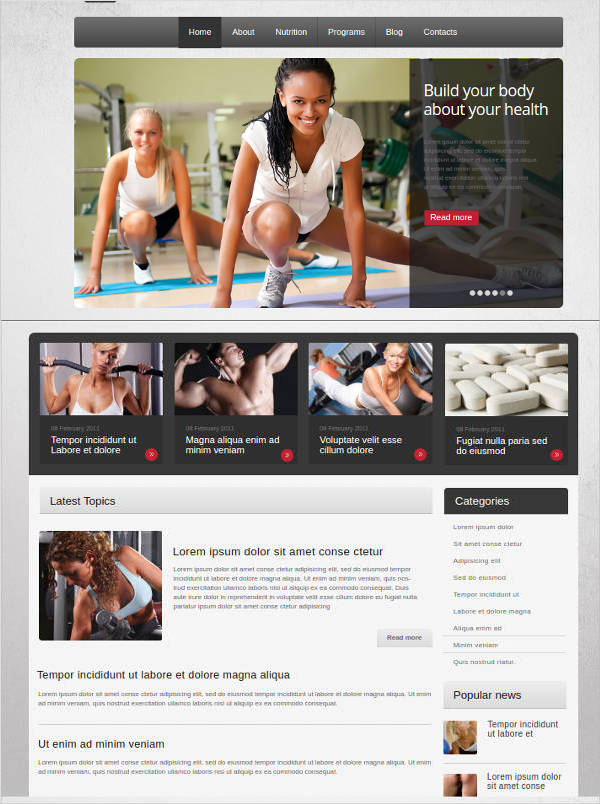 fitness club website template