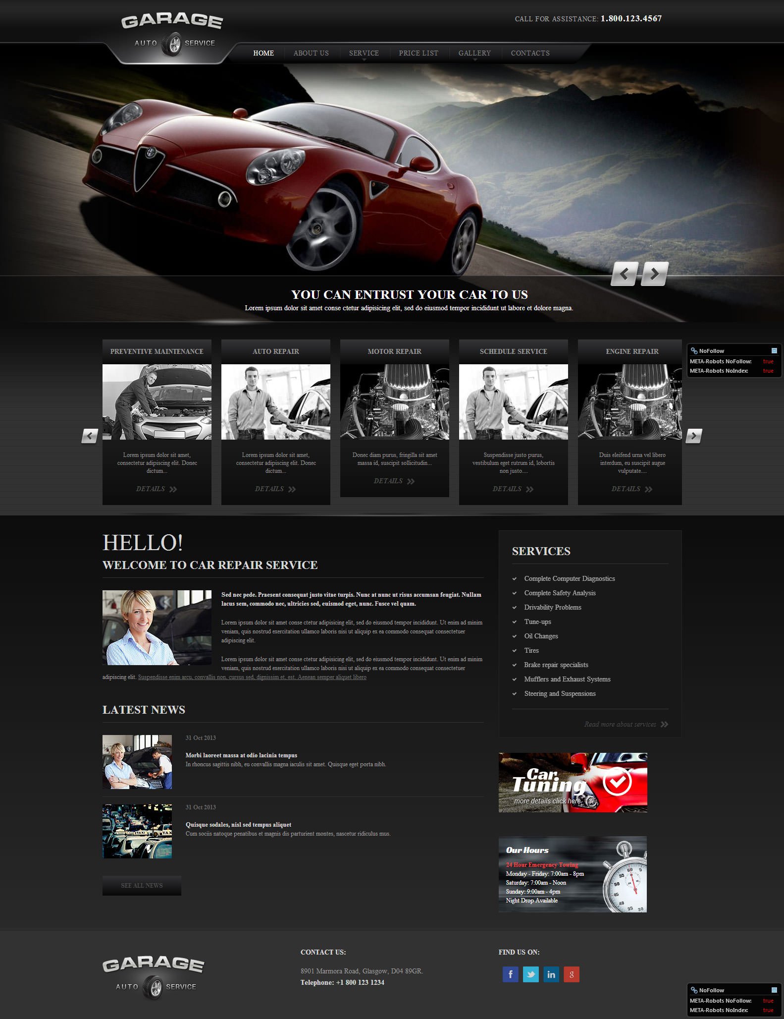 Car Service Website Template Free Download