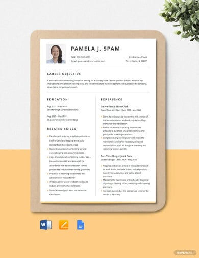 grocery store cashier resume template