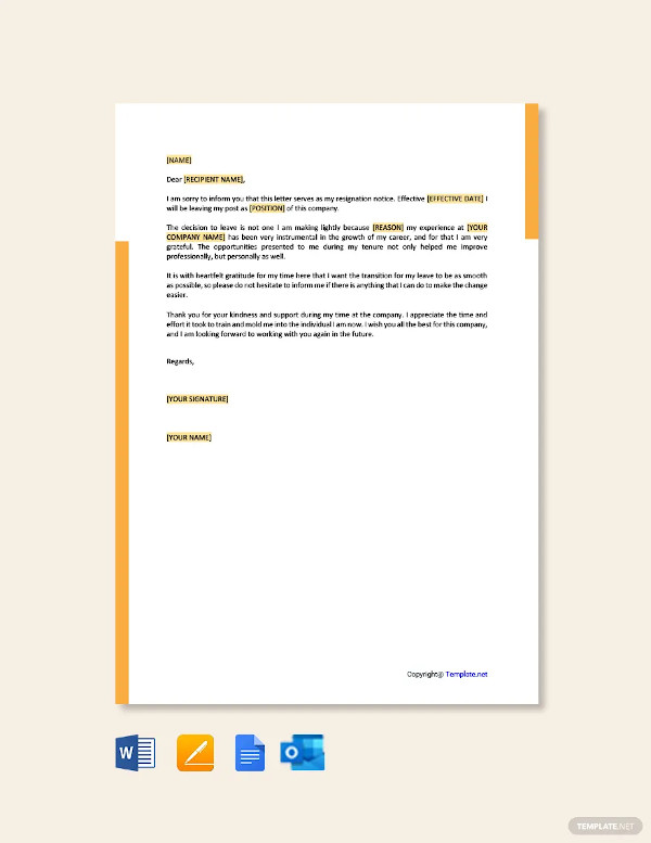 59+ Simple Resignation Letter Templates - PDF, DOC