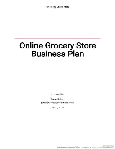 online grocery store business plan template