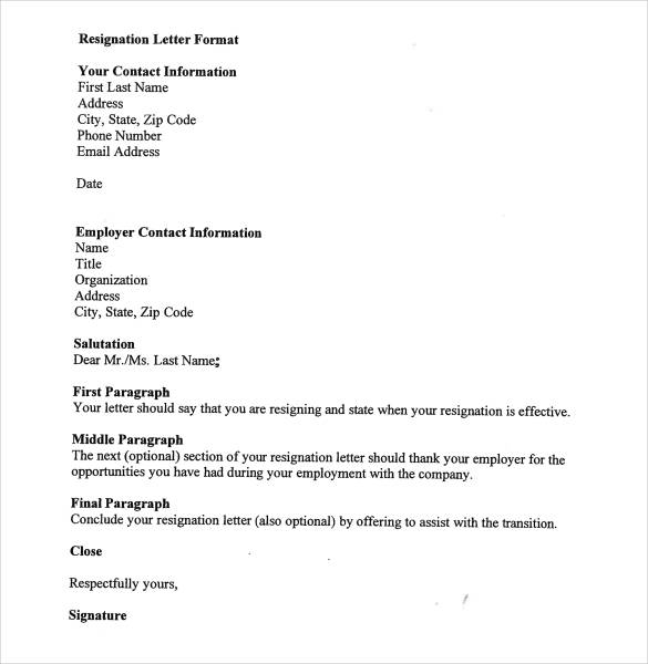 Simple Resignation Letter Template - 33+ Free Word, Excel 