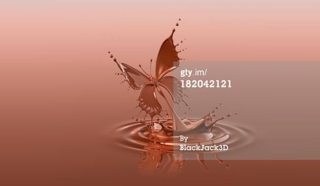 splash of chocolate butterfly stock photo