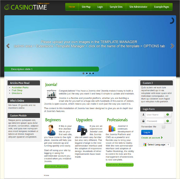 free casino website joomla template